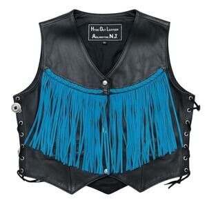Hyde Out Leather Vintage 90s Fringe Vest Western Black XL